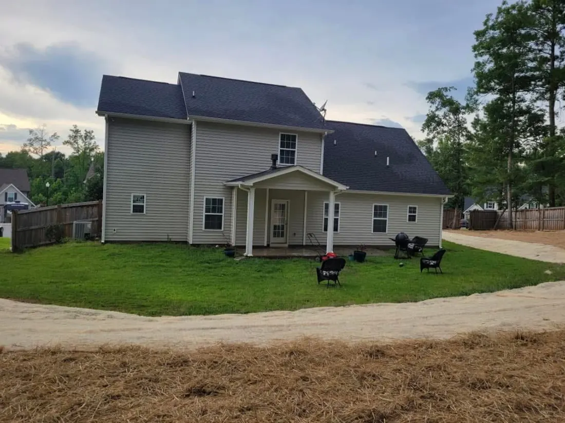 Backyard lawn and path