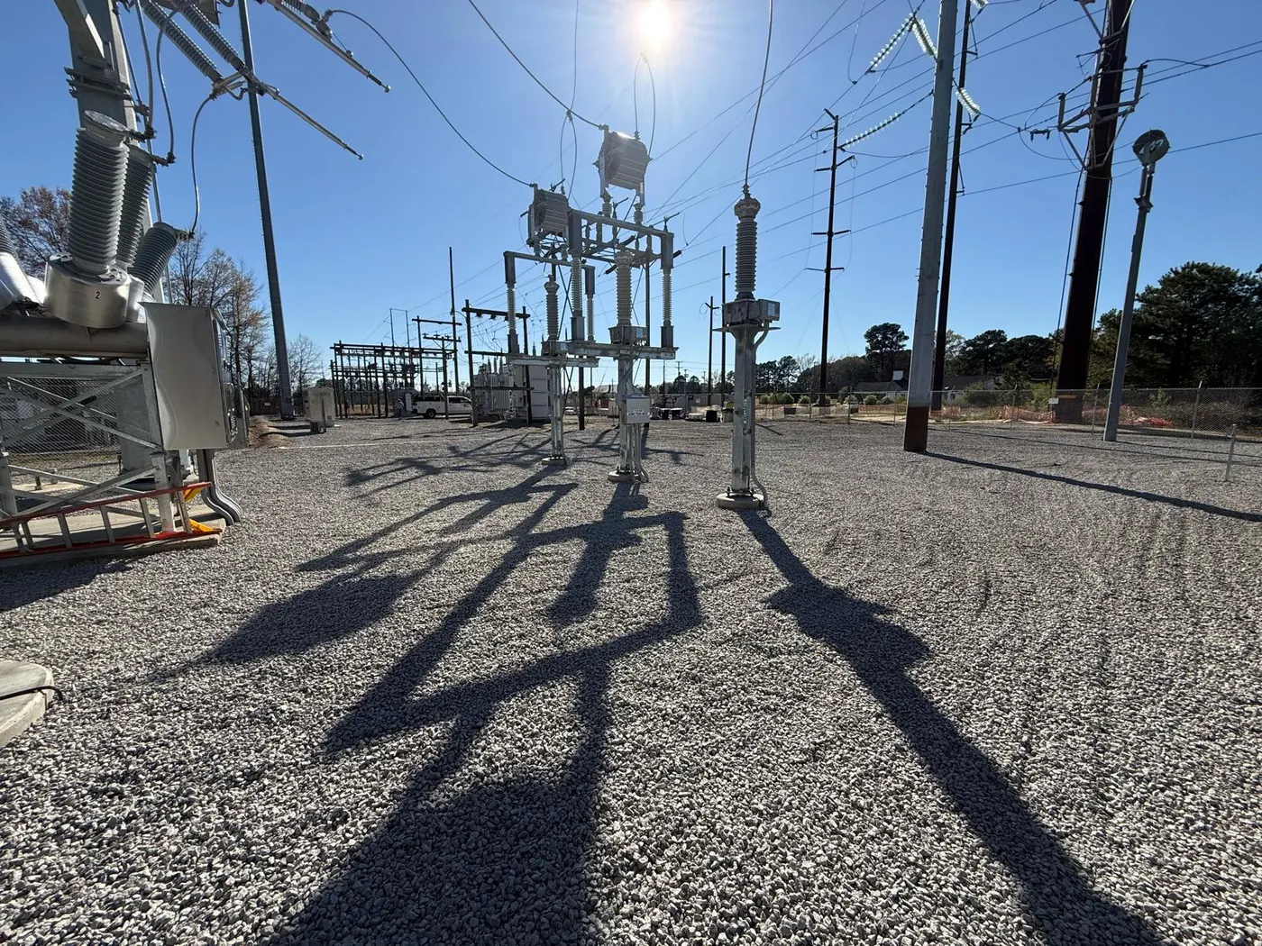Finished gravel yard at an electrical substation